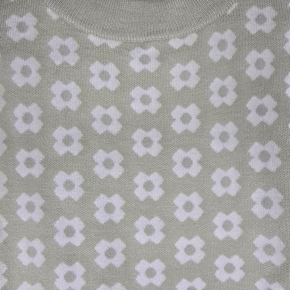Princess Polly Green White Floral Mock Neck Sweater Women's Size Small S/M - Picture 4 of 9